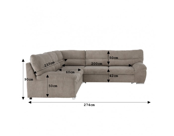 Rohová sedačka s rozkladom a úložným priestorom Albany K L - hnedá