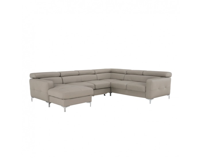 Kožená rohová sedačka U s rozkladom Sammy P - piesková koža (Yak Sand M6903)