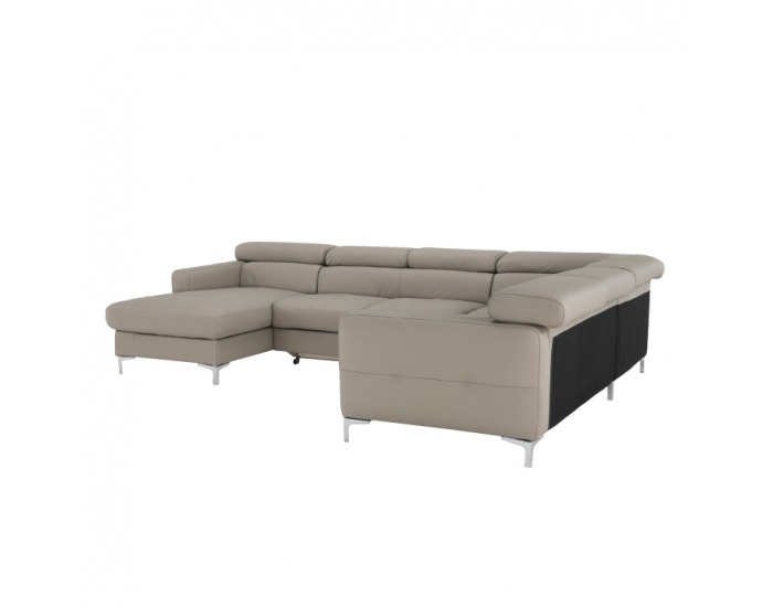 Kožená rohová sedačka U s rozkladom Sammy P - piesková koža (Yak Sand M6903)