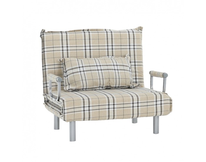 Rozkladacia pohovka Saran - béžová / károvaný vzor