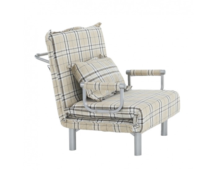 Rozkladacia pohovka Saran - béžová / károvaný vzor