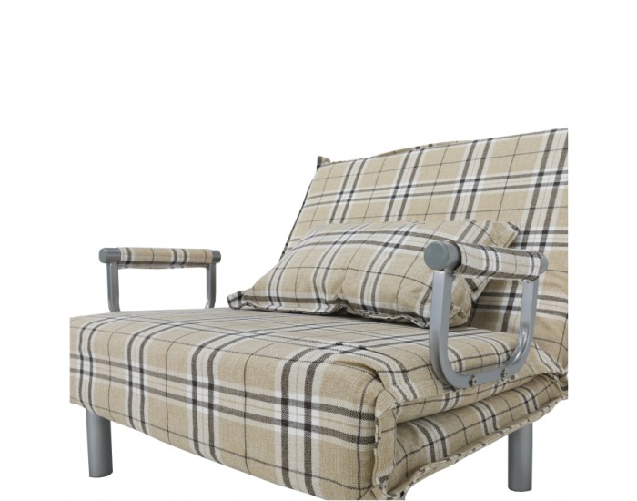 Rozkladacia pohovka Saran - béžová / károvaný vzor