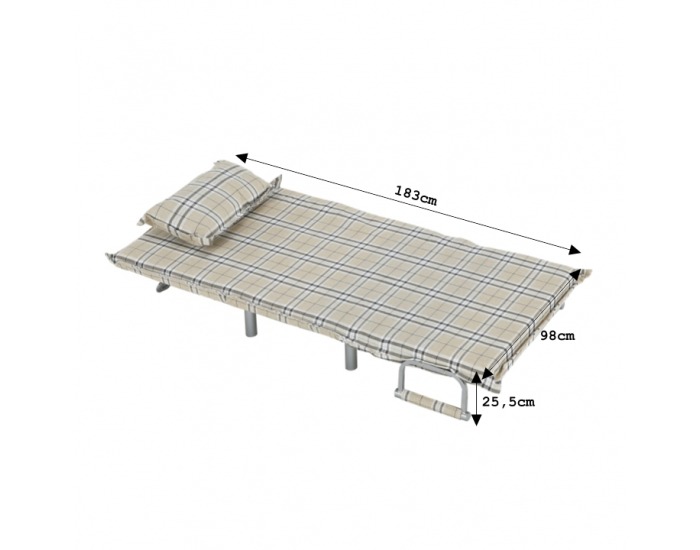 Rozkladacia pohovka Saran - béžová / károvaný vzor