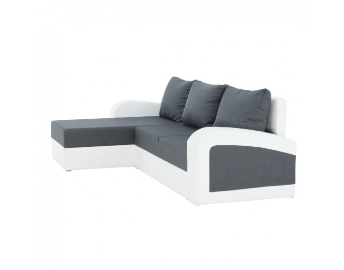Rohová sedačka s rozkladom a úložným priestorom Sevila L/P - biela / sivá