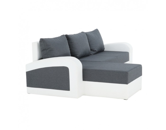 Rohová sedačka s rozkladom a úložným priestorom Sevila L/P - biela / sivá