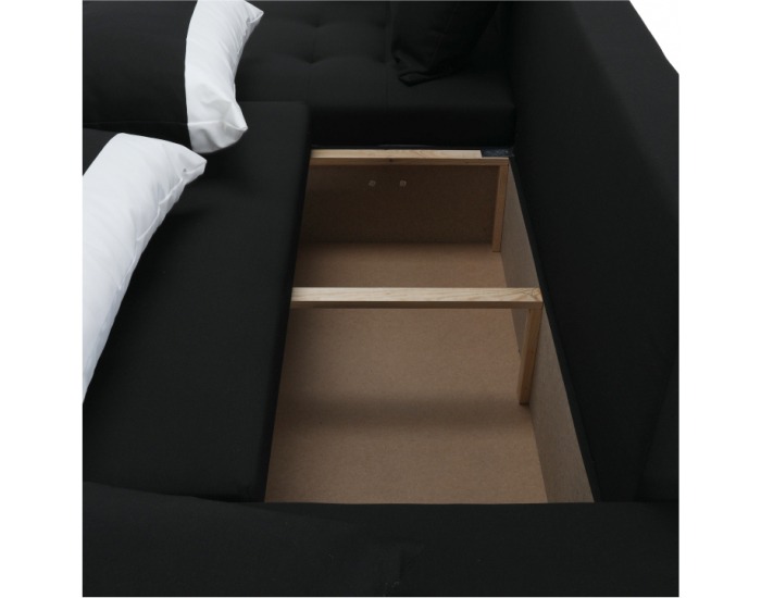 Rohová sedačka s rozkladom a úložným priestorom Puntos P - čierna / biela