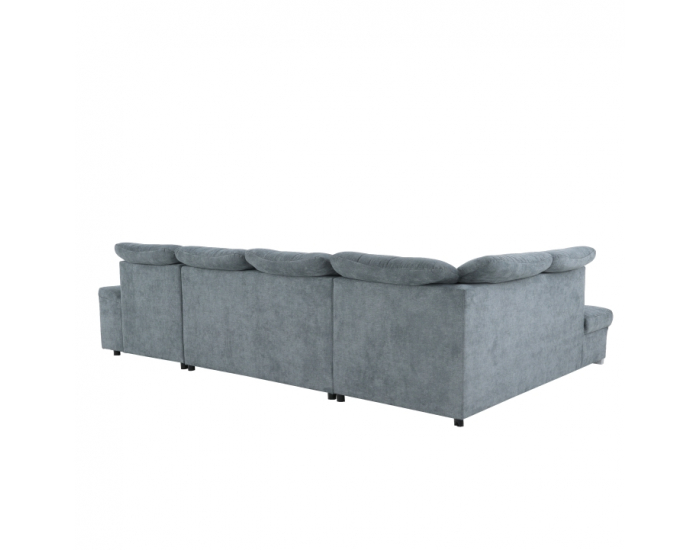 Rohová sedačka U s rozkladom a úložným priestorom Nicoleta L - sivá