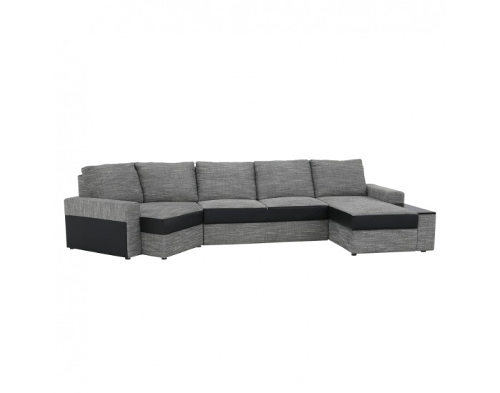 Rohová sedačka s rozkladom a úložným priestorom Roy P - čierna / sivohnedá