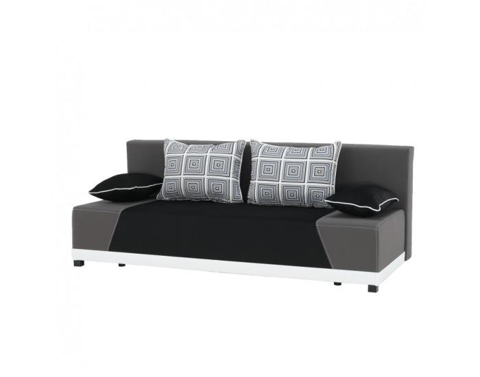 Rozkladacia pohovka s úložným priestorom Rokar - čierna / sivá / vzor