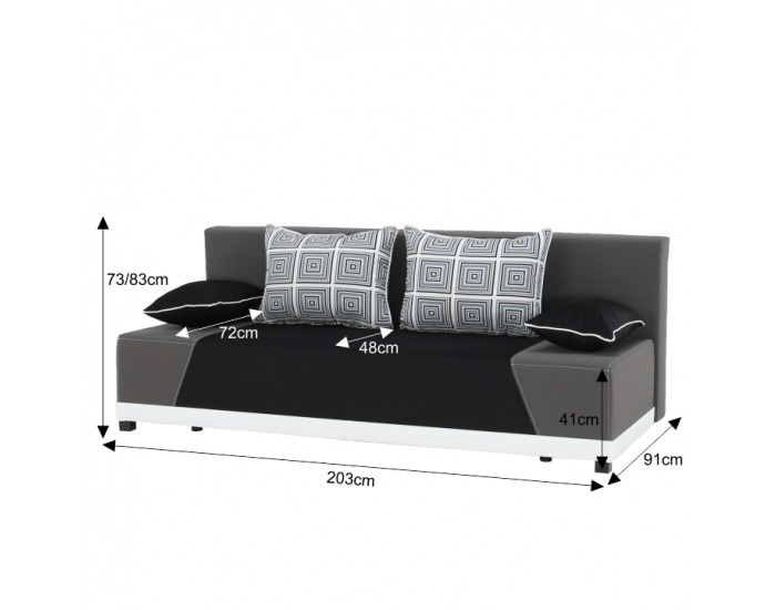 Rozkladacia pohovka s úložným priestorom Rokar - čierna / sivá / vzor