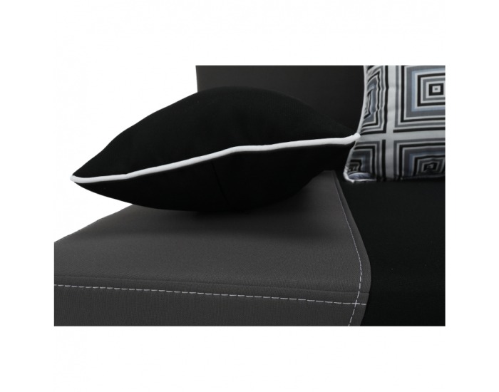 Rozkladacia pohovka s úložným priestorom Rokar - čierna / sivá / vzor