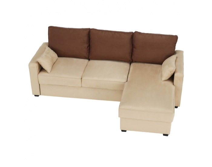 Rohová sedačka s rozkladom a úložným priestorom Mamba L/P - béžová / čokoládová