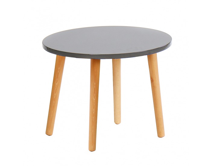 Okrúhly príručný stolík Bazzy 2 - sivá / prírodná