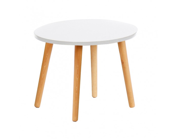 Okrúhly príručný stolík Bazzy 3 - biela / prírodná