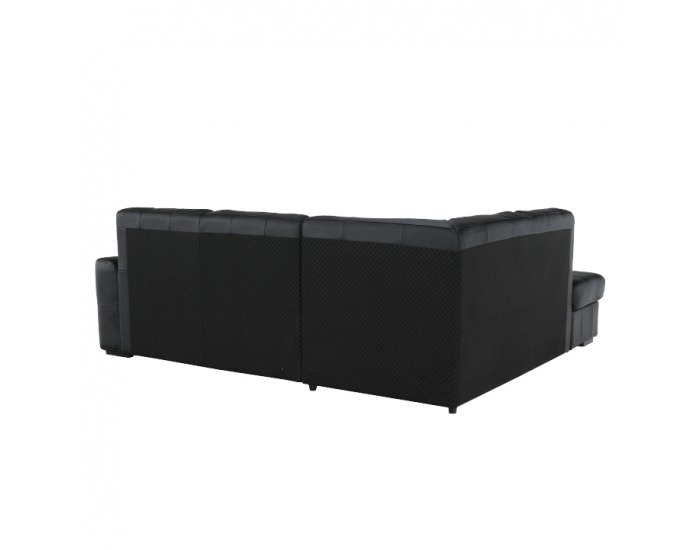 Kožená rohová sedačka s rozkladom Trek RV L - čierna