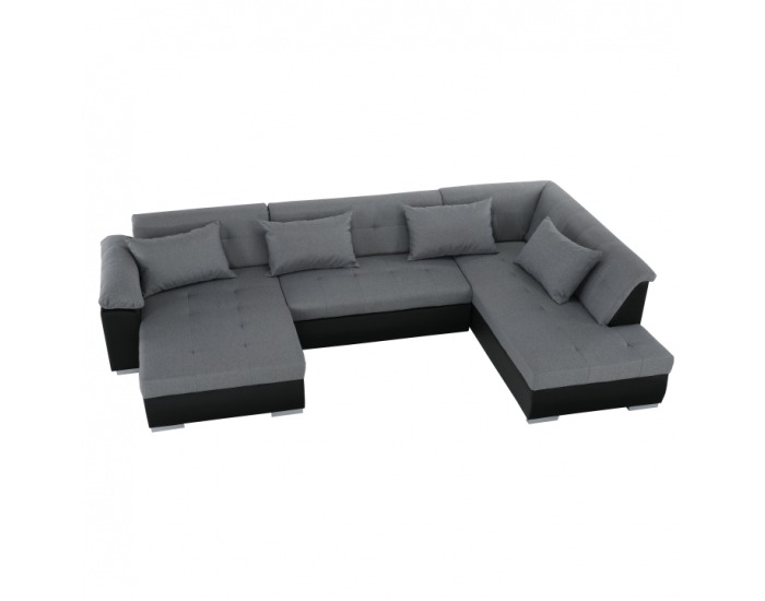 Rohová sedačka U s rozkladom Lemon P - čierna / svetlosivá