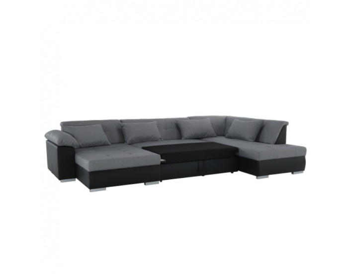 Rohová sedačka U s rozkladom Lemon P - čierna / svetlosivá
