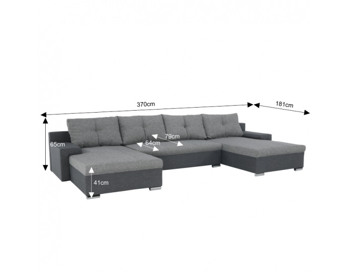 Rohová sedačka U s rozkladom Savona U L/P - svetlosivá / sivá