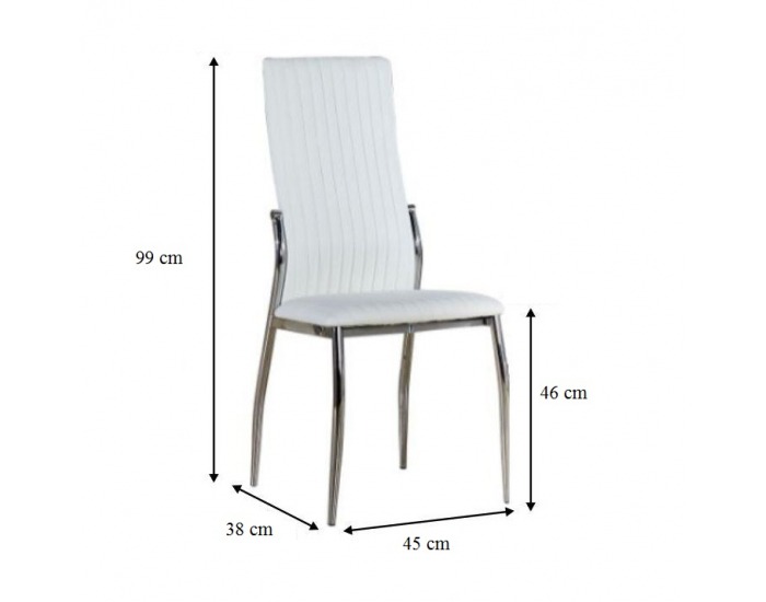 Jedálenská stolička Malisa - biela / chróm