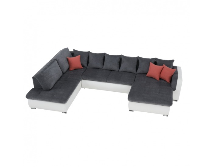 Rohová sedačka s rozkladom Kastor L - biela / sivá