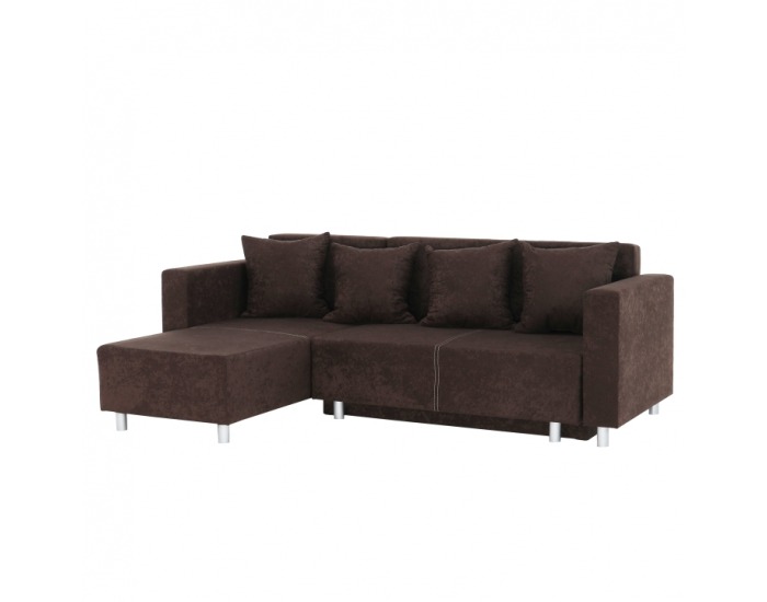 Rohová sedačka s rozkladom a úložným priestorom Deno L/P - hnedá