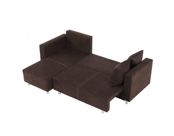 Rohová sedačka s rozkladom a úložným priestorom Deno L/P - hnedá
