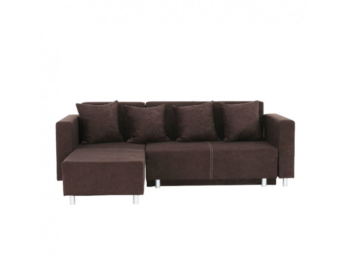 Rohová sedačka s rozkladom a úložným priestorom Deno L/P - hnedá
