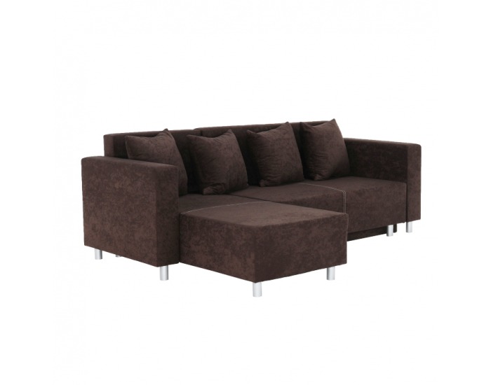 Rohová sedačka s rozkladom a úložným priestorom Deno L/P - hnedá