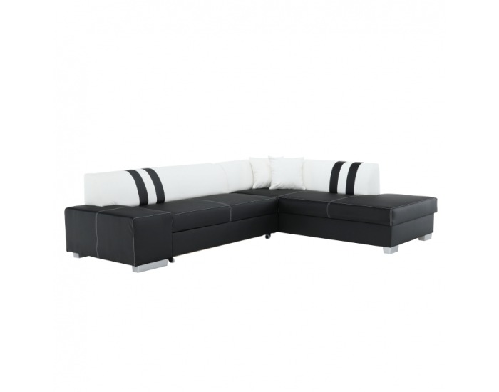 Rohová sedačka s rozkladom a úložným priestorom Peter New P - čierna / biela