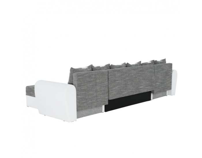 Rohová sedačka U s rozkladom a úložným priestorom Tiger L/P - biela / sivočierna