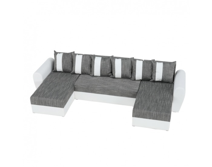 Rohová sedačka U s rozkladom a úložným priestorom Tiger L/P - biela / sivočierna
