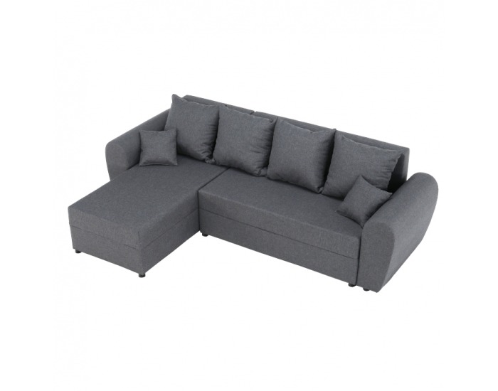 Rohová sedačka s rozkladom a úložným priestorom Roma New L/P - sivá