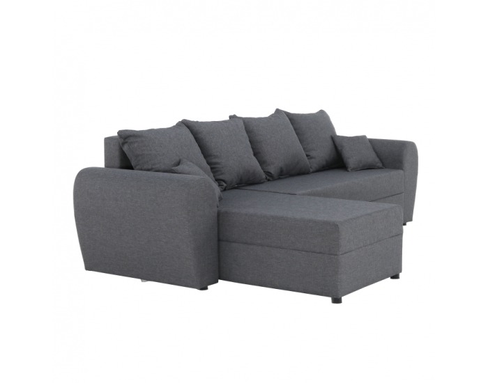 Rohová sedačka s rozkladom a úložným priestorom Roma New L/P - sivá