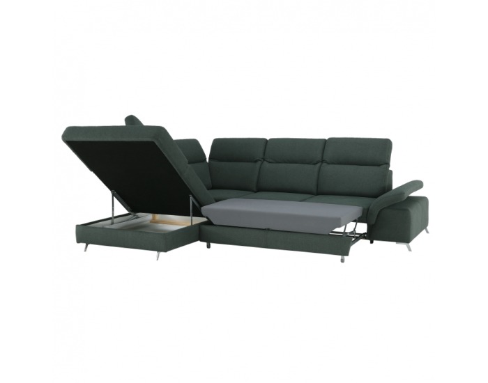 Rohová sedačka s rozkladom a úložným priestorom Alvaro L - zelená