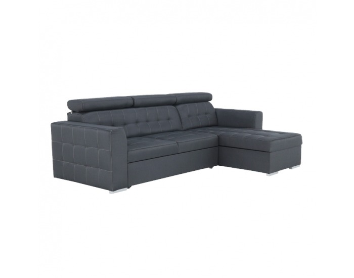 Rohová sedačka s rozkladom a úložným priestorom Kazara RM P - sivá / svetlé šitie