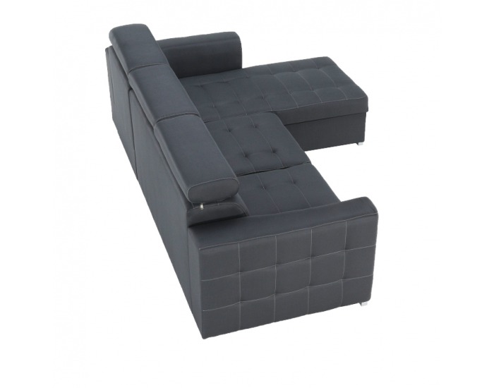 Rohová sedačka s rozkladom a úložným priestorom Kazara RM P - sivá / svetlé šitie