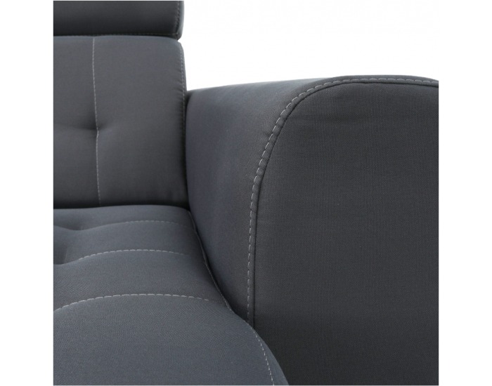 Rohová sedačka s rozkladom a úložným priestorom Kazara RM P - sivá / svetlé šitie