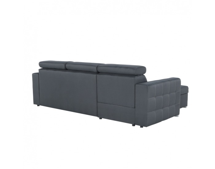 Rohová sedačka s rozkladom a úložným priestorom Kazara RM L - sivá / svetlé šitie