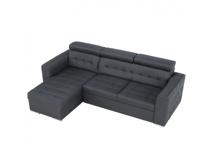 Rohová sedačka s rozkladom a úložným priestorom Kazara RM L - sivá / svetlé šitie