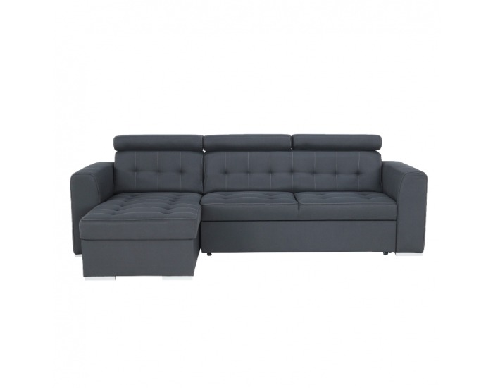 Rohová sedačka s rozkladom a úložným priestorom Kazara RM L - sivá / svetlé šitie