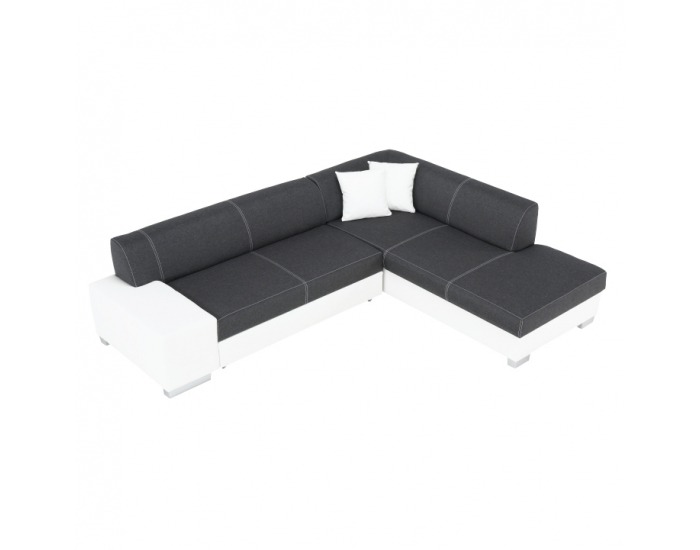 Rohová sedačka s rozkladom a úložným priestorom Peter New P - biela / sivá