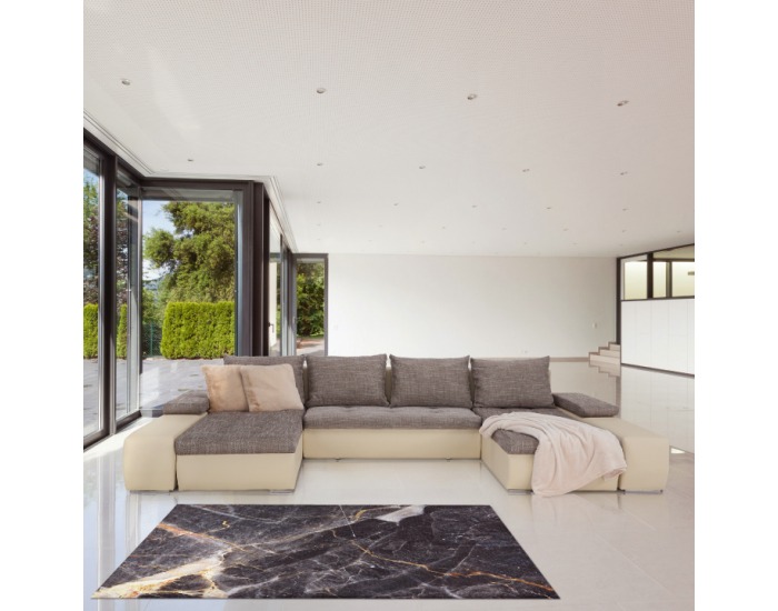 Rohová sedačka U s rozkladom Malibu U L/P - béžová / hnedý melír