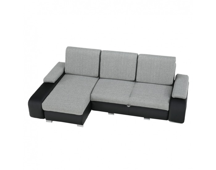 Rohová sedačka s rozkladom a úložným priestorom Late L - čierna / sivá