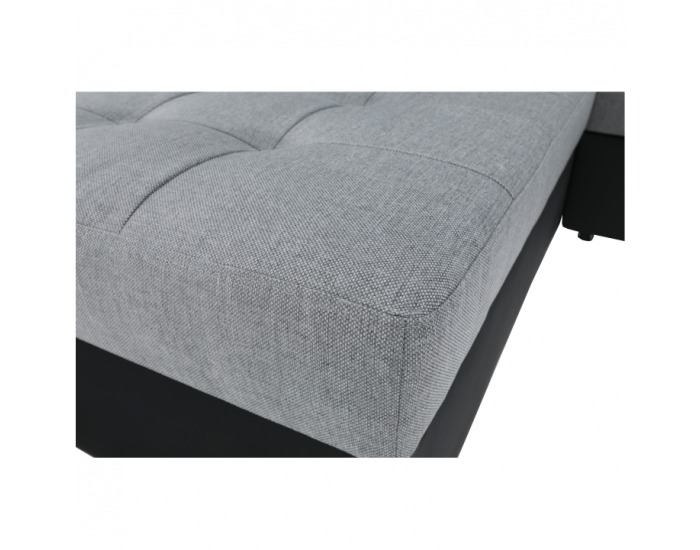Rohová sedačka U s rozkladom a úložným priestorom Vasto L - čierna / svetlosivá
