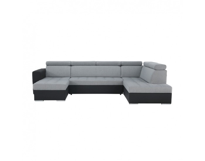 Rohová sedačka U s rozkladom a úložným priestorom Vasto P - čierna / svetlosivá
