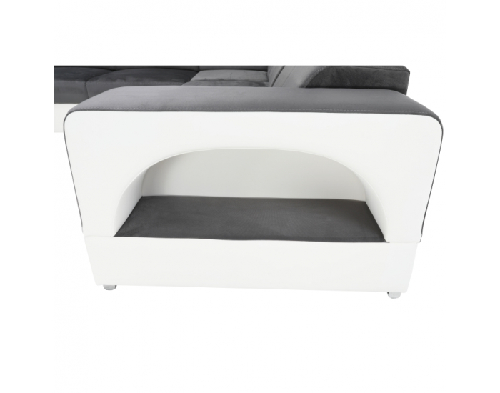 Rohová sedačka U s rozkladom a úložným priestorom Kamelia P - biela / sivá