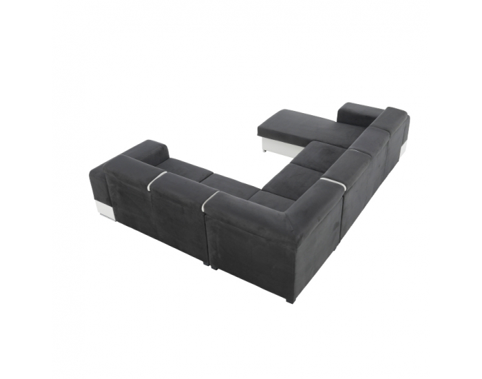 Rohová sedačka U s rozkladom a úložným priestorom Kamelia P - biela / sivá