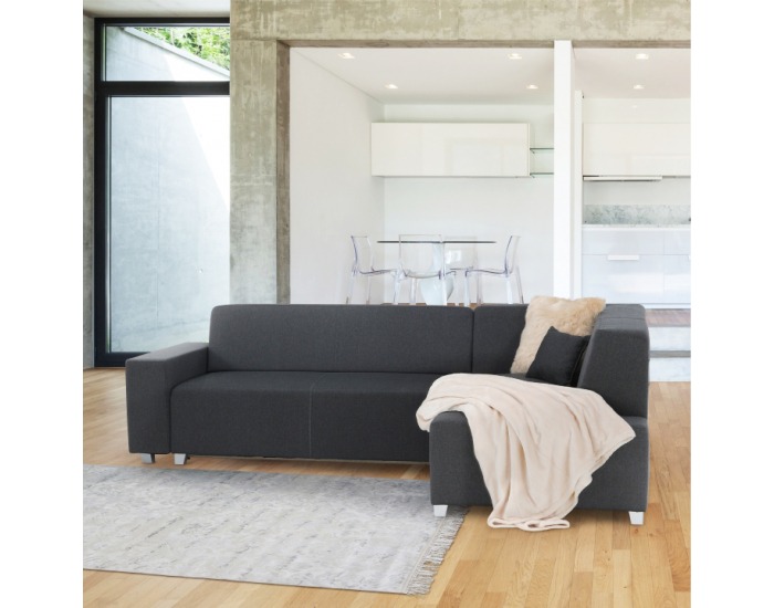 Rohová sedačka s rozkladom a úložným priestorom Colli P - sivočierna
