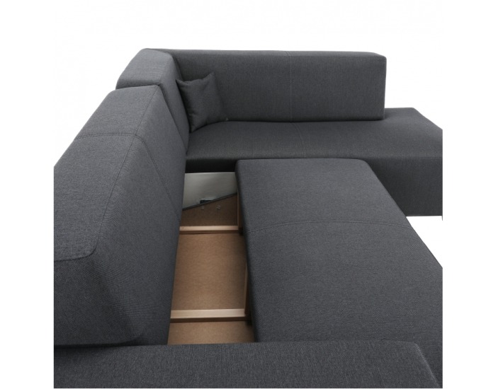 Rohová sedačka s rozkladom a úložným priestorom Colli P - sivočierna