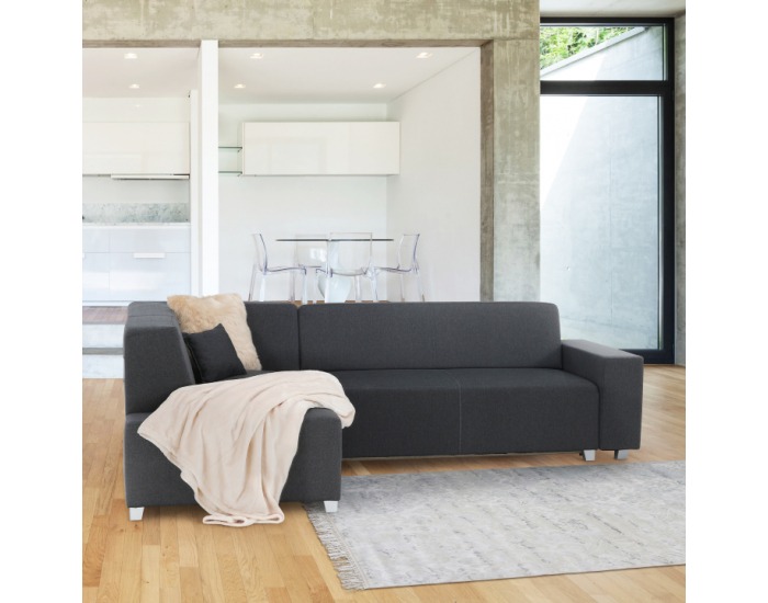 Rohová sedačka s rozkladom a úložným priestorom Colli L - sivočierna